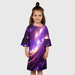 Платье клеш для девочки Фиолетовый фрактал, цвет: 3D-принт — фото 2