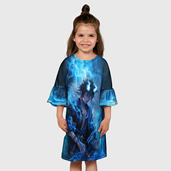 Платье клеш для девочки Синий демон - Синий экзорцист, цвет: 3D-принт — фото 2