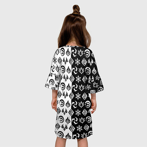 Детское платье Genshin Impact - black and white / 3D-принт – фото 4