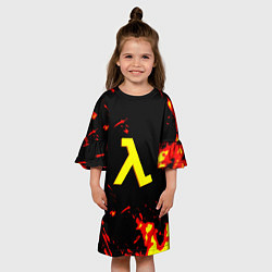 Платье клеш для девочки Half life огненный стиль лава, цвет: 3D-принт — фото 2