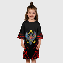 Платье клеш для девочки Герб России спортивный стиль, цвет: 3D-принт — фото 2