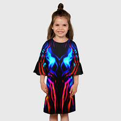 Платье клеш для девочки Неоновый киберкостюм, цвет: 3D-принт — фото 2