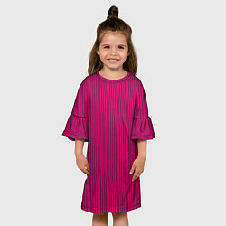 Платье клеш для девочки Насыщенный тёмно-розовый в полоску, цвет: 3D-принт — фото 2