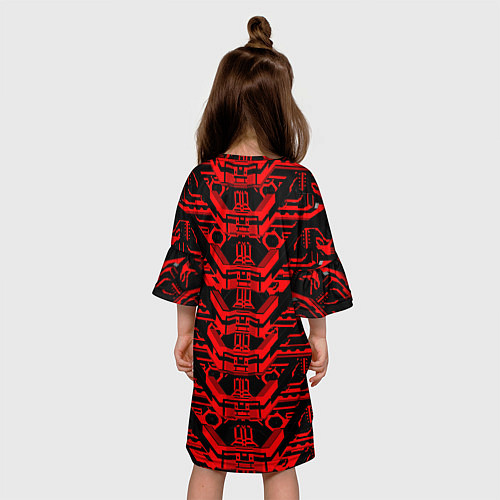 Детское платье Красная техно-броня на чёрном фоне / 3D-принт – фото 4