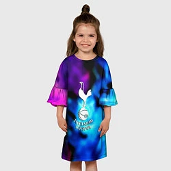 Платье клеш для девочки Тоттенхэм фк неоновый огонь, цвет: 3D-принт — фото 2