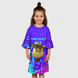 Платье клеш для девочки Чикен ган брызги, цвет: 3D-принт — фото 2