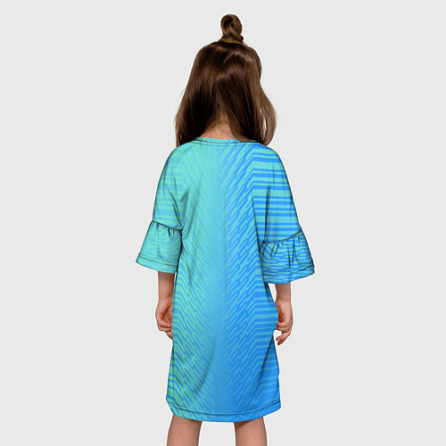 Детское платье Голубые градиентные линии / 3D-принт – фото 4