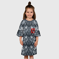 Платье клеш для девочки Dota - metal texture logo, цвет: 3D-принт — фото 2