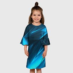 Платье клеш для девочки Geometry stripes neon color, цвет: 3D-принт — фото 2
