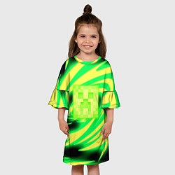 Платье клеш для девочки Minecraft кислотный стиль, цвет: 3D-принт — фото 2