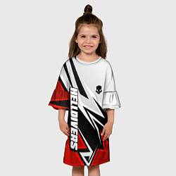 Платье клеш для девочки Helldivers 2 - white and red, цвет: 3D-принт — фото 2