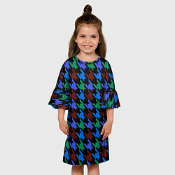 Платье клеш для девочки Принт гусиные лапки, цвет: 3D-принт — фото 2
