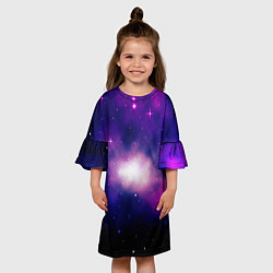 Платье клеш для девочки Космос и только, цвет: 3D-принт — фото 2