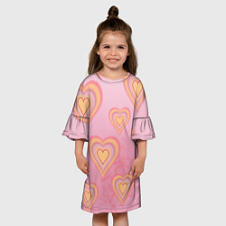 Платье клеш для девочки Сердца градиент, цвет: 3D-принт — фото 2