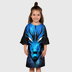 Платье клеш для девочки Genshin Impact - Волк Севера, цвет: 3D-принт — фото 2