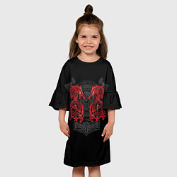 Платье клеш для девочки Кельтский узор с волком и топорами, цвет: 3D-принт — фото 2