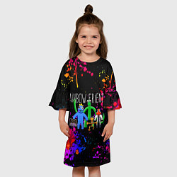 Платье клеш для девочки Roblox радужные друзья и брызги красок, цвет: 3D-принт — фото 2