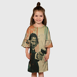 Платье клеш для девочки Джон Уик с пистолетом, цвет: 3D-принт — фото 2