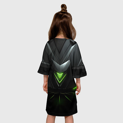 Детское платье Яркая зеленая абстрактная конструкция в стиле nvid / 3D-принт – фото 4
