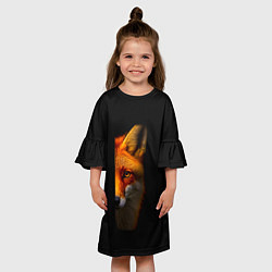 Платье клеш для девочки Морда рыжей лисы, цвет: 3D-принт — фото 2