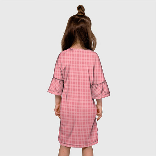 Детское платье Лососево-розовый клетчатый / 3D-принт – фото 4