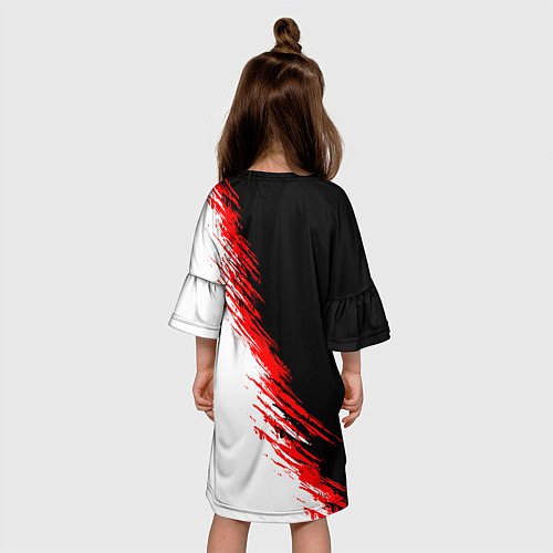 Детское платье Черные красные и белые штрихи красок / 3D-принт – фото 4