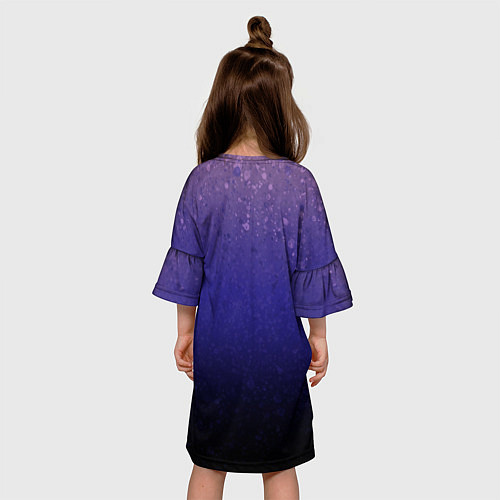 Детское платье Розово-сине-чёрный градиент абстрактный / 3D-принт – фото 4