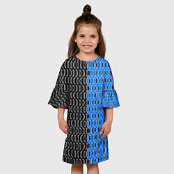 Платье клеш для девочки Чёрно-синий паттерн с белой обводкой, цвет: 3D-принт — фото 2