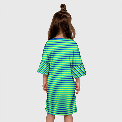 Детское платье Зелёный в синюю полоску / 3D-принт – фото 4