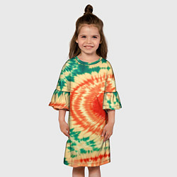 Платье клеш для девочки Тай-дай паттерн, цвет: 3D-принт — фото 2