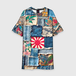 Платье клеш для девочки Японское художество пэчворк, цвет: 3D-принт
