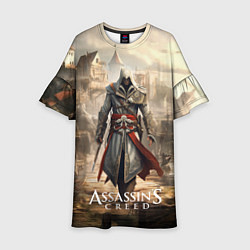 Платье клеш для девочки Assassins creed старый город, цвет: 3D-принт