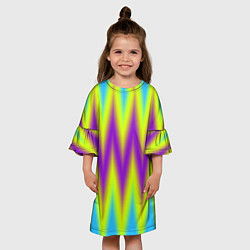 Платье клеш для девочки Неоновые зигзаги, цвет: 3D-принт — фото 2