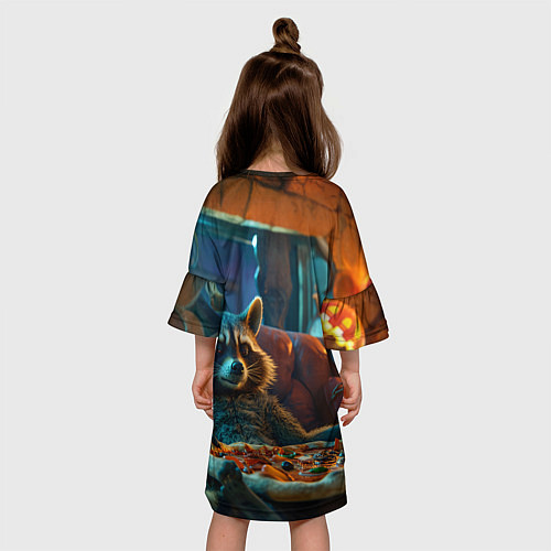 Детское платье Енот с пиццей на диване / 3D-принт – фото 4