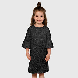 Платье клеш для девочки Текстура мокрый асфальт тёмный серый, цвет: 3D-принт — фото 2