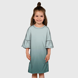 Платье клеш для девочки Градиент светлый серо-бирюзовый, цвет: 3D-принт — фото 2