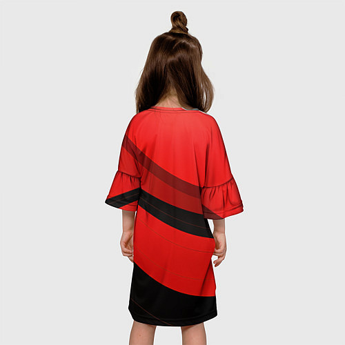 Детское платье Объемные волны абстракции и геометрии черно-красны / 3D-принт – фото 4
