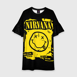 Платье клеш для девочки Nirvana - смайлик, цвет: 3D-принт