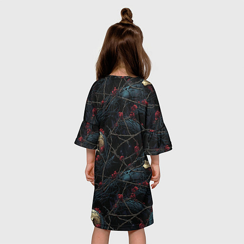Детское платье Черепа в кустах с шипами / 3D-принт – фото 4