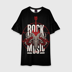 Платье клеш для девочки Рок музыка - тяжёлый рок, цвет: 3D-принт