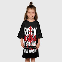 Платье клеш для девочки Rock festival - live music, цвет: 3D-принт — фото 2