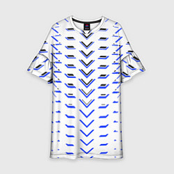 Платье клеш для девочки Чёрные и синие полосы на белом фоне, цвет: 3D-принт