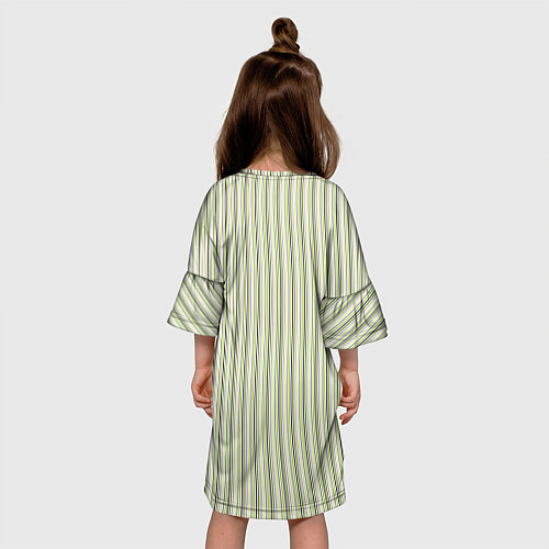 Детское платье Светлый серо-зелёный полосатый / 3D-принт – фото 4