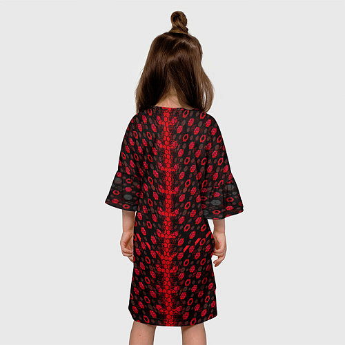 Детское платье Красные киберпанк ячейки на белом фоне / 3D-принт – фото 4