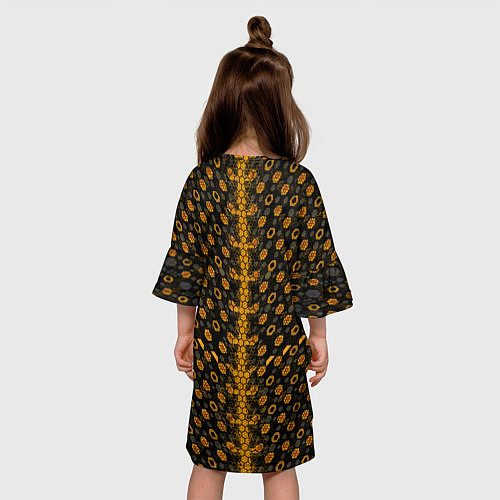 Детское платье Жёлтые киберпанк ячейки на чёрном фоне / 3D-принт – фото 4