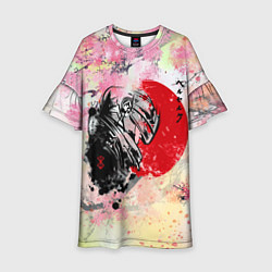 Платье клеш для девочки Berserk sakura samurai, цвет: 3D-принт