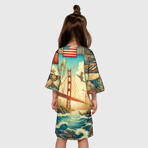 Детское платье Мост через реку и пэчворк - нейросеть арт USA brid / 3D-принт – фото 4