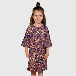 Платье клеш для девочки Драгоценный фиолетово-медный абстракция, цвет: 3D-принт — фото 2