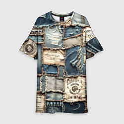 Платье клеш для девочки State California - пэчворк, цвет: 3D-принт