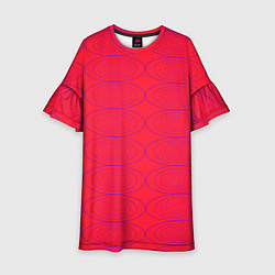 Платье клеш для девочки Паттерн из овалов на алом красном, цвет: 3D-принт